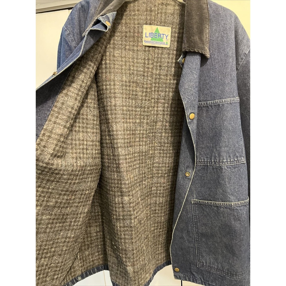 VTG 1970s LIBERTY Made In USA Denim Chore Jacket Blanket Lined Sz XL Corduroy - Picture 4 of 10